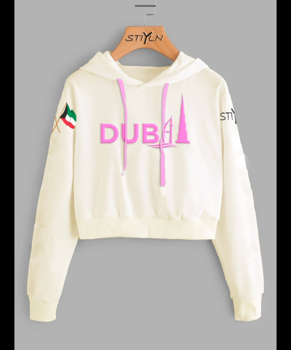 Dubai Cream Crop Hoodie